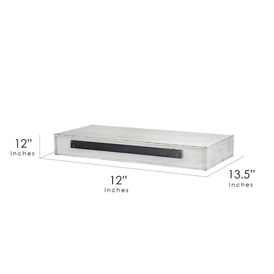 Whitewashed "Gather" Text Engraving Floating Wall Shelf